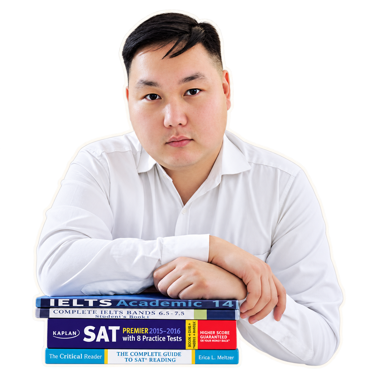 Булат Саганов — преподаватель английского, с учебниками IELTS и SAT